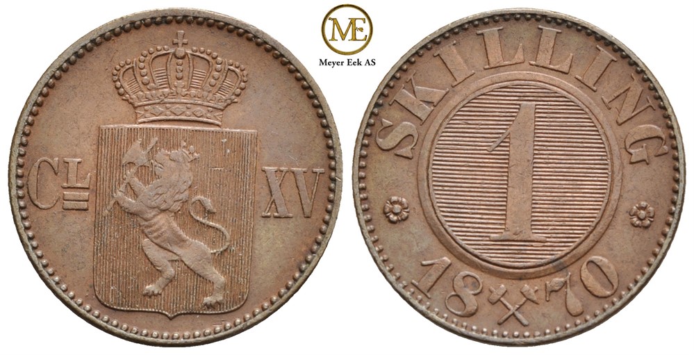 Skilling 1870 Carl XV. NM.22. Kv.01