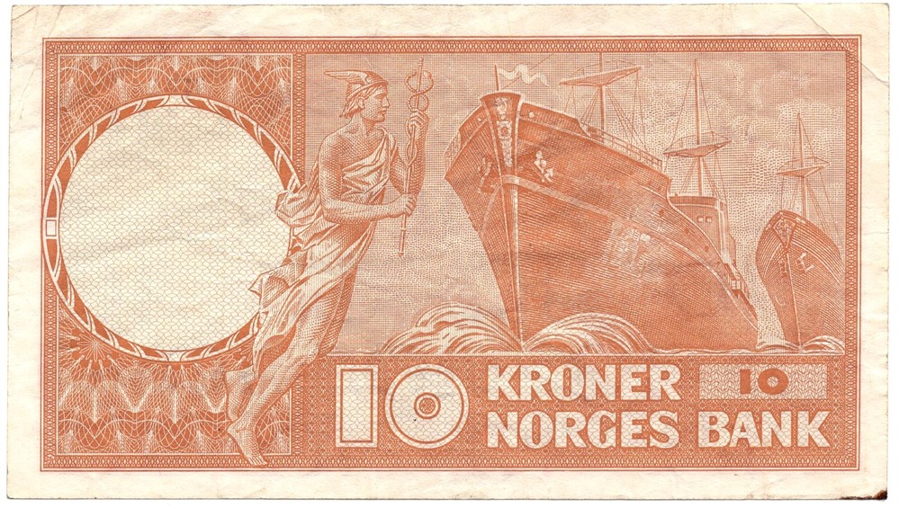 10 kroner 1964 Z.0635043 erstatningsseddel. Kv.1