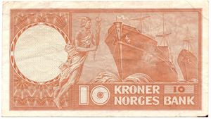 10 kroner 1964 Z.0635043 erstatningsseddel. Kv.1