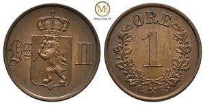 1 øre 1885 Oscar II. Praktfull mynt. Kv.0