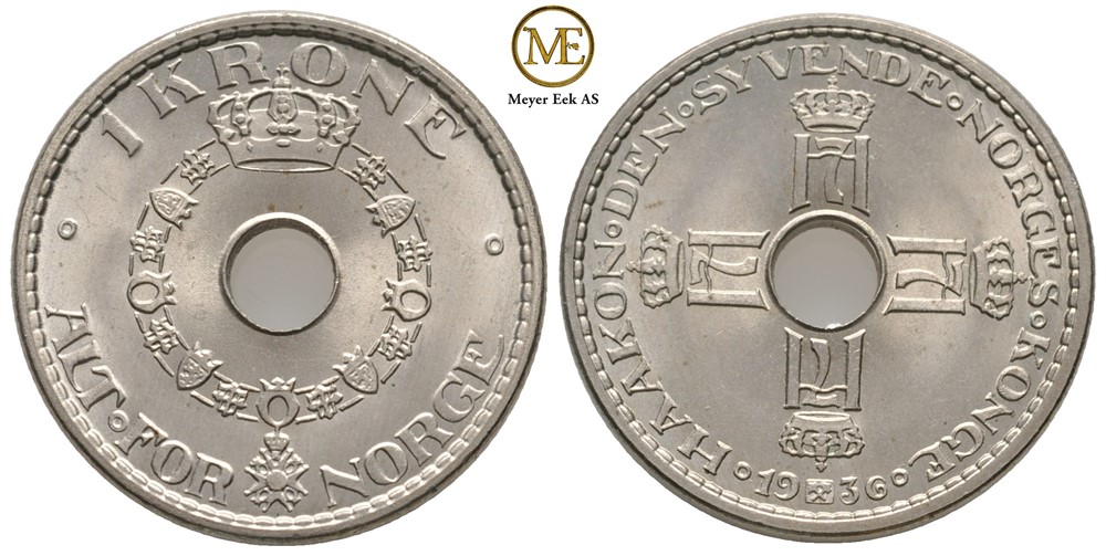 1 krone 1936 Haakon VII. Kv.0