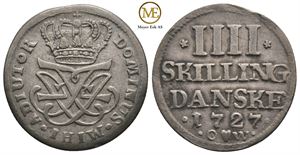 4 skilling 1727 Frederik IV. Kv.1+