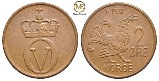 2 øre 1972 Olav V. Kv.0
