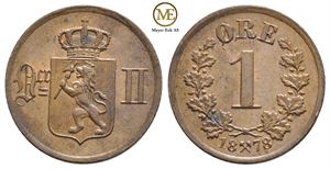 1 øre 1878 Oscar II. Kv.0