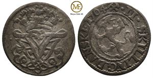 2 skilling 1704 Frederik IV. Variant. Kv.1/1+