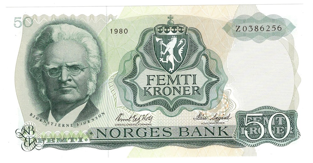 50 kroner 1980 Z.0386256. Erstatningsseddel. Kv.0