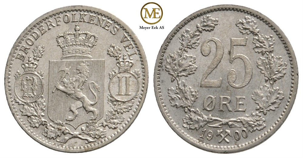 25 øre 1900 Oscar II. Kv.0/01