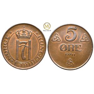 5 øre 1911 Haakon VII. Kv.0