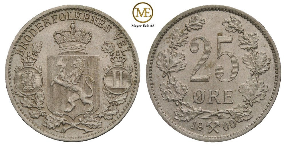 25 øre 1900 Oscar II. Kv.0