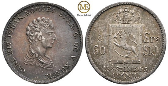 1/2 speciedaler 1831 Carl XIV Johan. Kv.01