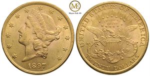 20 dollar 1897 Liberty head. Kv.1+/01