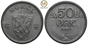 50 øre 1944 zink. Haakon VII. Kv.0