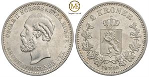 2 kroner 1900 Oscar II. Kv.0/01