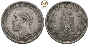 50 øre 1880 Oscar II. Kv.01