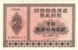 2 kroner 1948 F.6080117. Kv.0