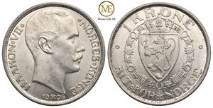 1 krone 1908 u/p Haakon VII. Kv.0/01