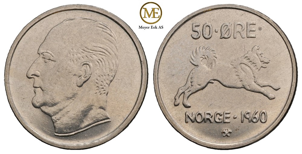 50 øre 1960 Olav V. Kv.0