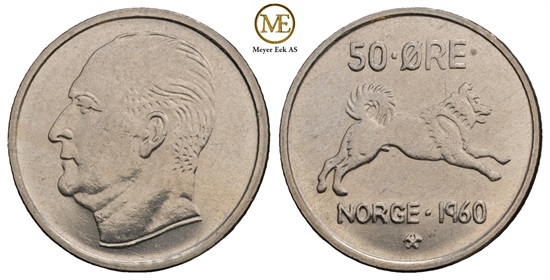 50 øre 1960 Olav V. Kv.0