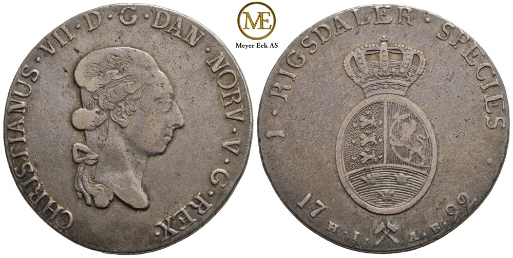 Speciedaler 1792 Christian VII. Kv.1+