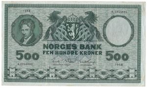 500 kroner 1958 A.1054694. Kv.1