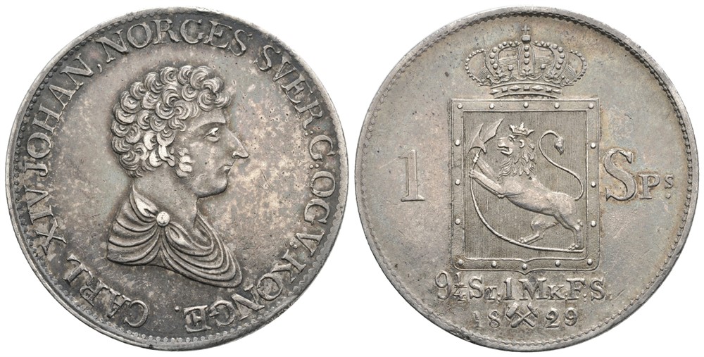 Speciedaler 1829 Carl XIV Johan. Kv.1+/01