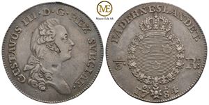 1/3 riksdaler 1784 Gustav III. Kv.1+