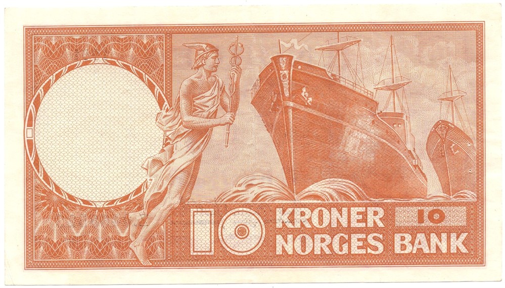 10 kroner 1961 Z.0468523 erstatningsseddel. Kv.1+
