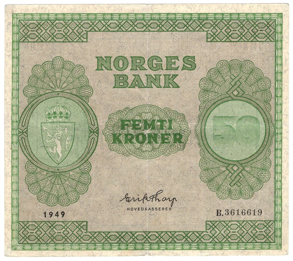 50 kroner 1949 B.3616619. Kv.1+