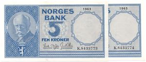 5 kroner 1963 K. I serie. Kv.0/01