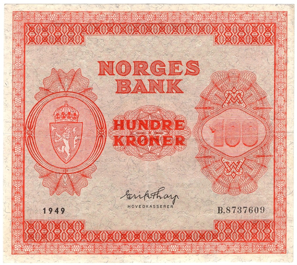 100 kroner 1949 B.8737609. Kv.1/1+