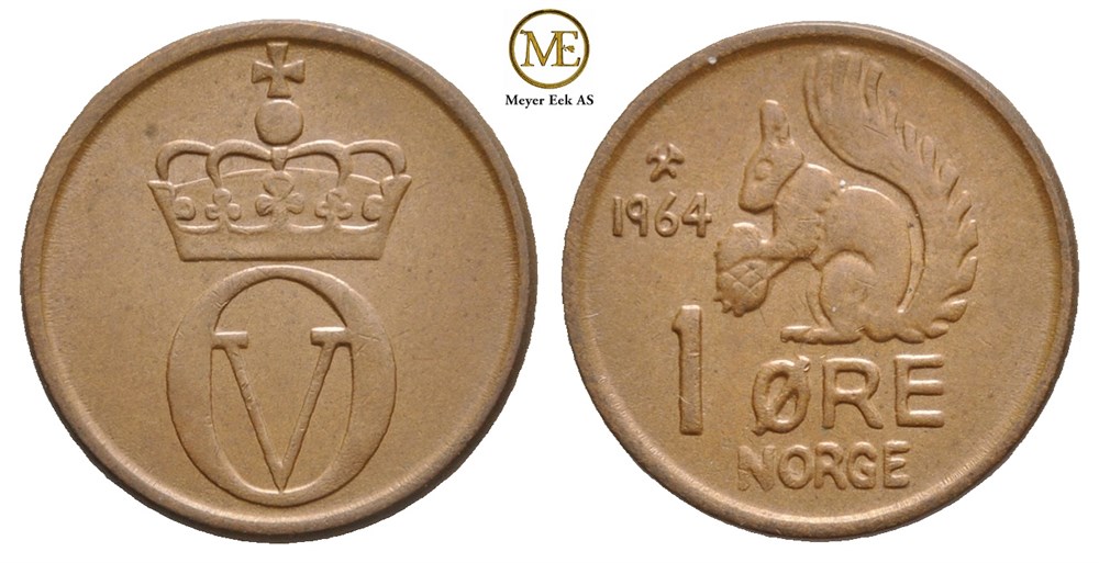 1 øre 1964 Olav V. Kv.0