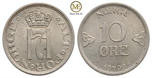 10 øre 1909 Haakon VII. Kv.0/01