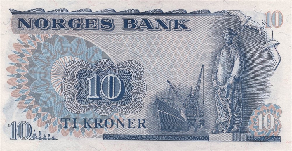 10 kroner 1974 QH erstatningsseddel. Kv.0