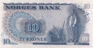 10 kroner 1974 QH erstatningsseddel. Kv.0