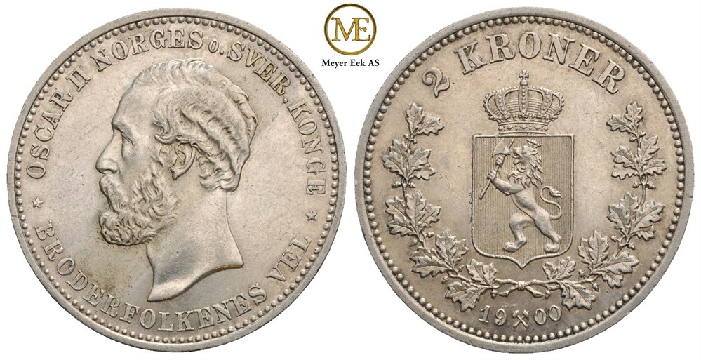2 kroner 1900 Oscar II. Kv.0/01