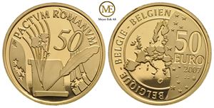 50 euro Belgia 2007. Romatraktaten 50 år. Proof