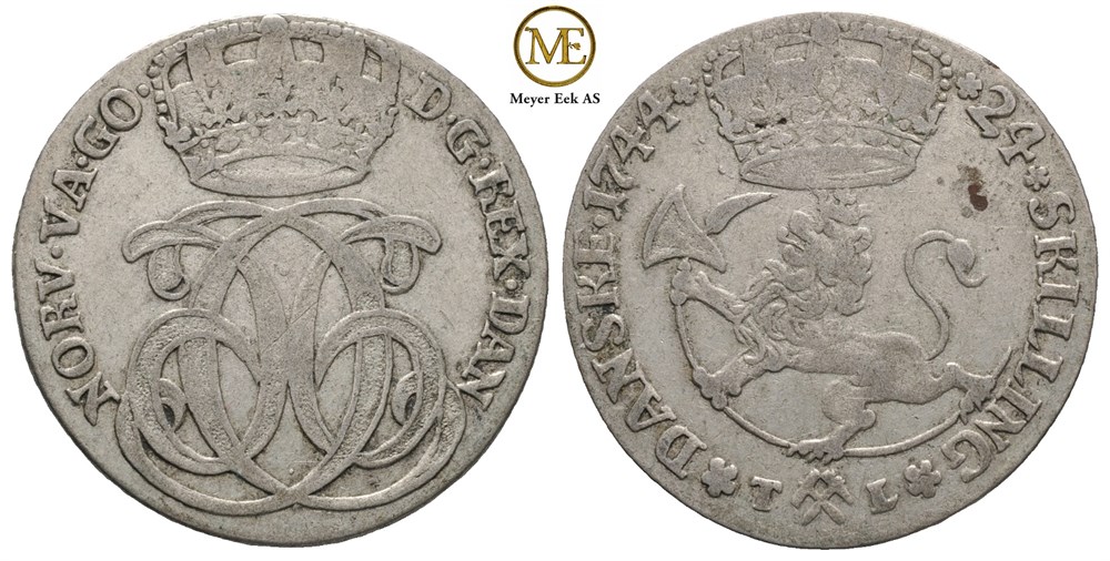 24 skilling 1744 Christian VI. Kv.1/1+