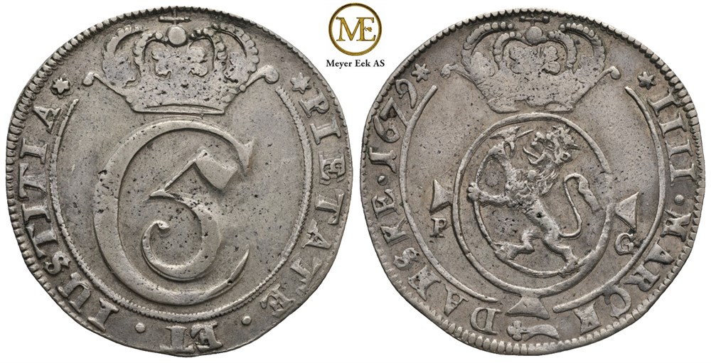 4 mark 1679 Christian V. Kv.1+
