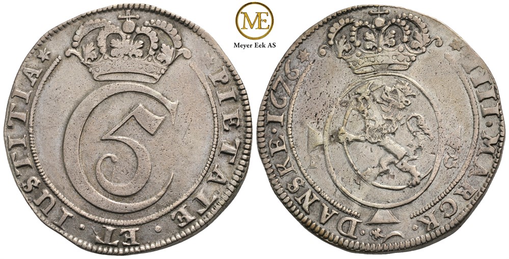 4 mark 1676 Christian V. Kv.1+