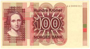 100 kroner 1977 AA.0000161. Kv.0