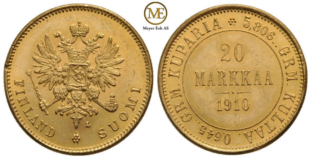20 markkaa 1910 Nikolai II. Kv.0/01