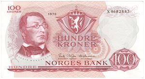 100 kroner 1970 X. Erstatningsseddel. Kv.01