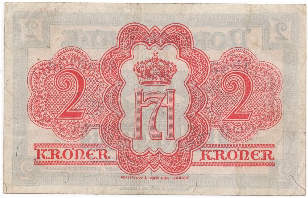 2 kroner 1942 A.642176 London Utg. Kv.1+