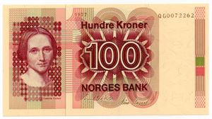 100 kroner 1977 QG erstatning ex. Skanfil