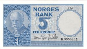 5 kroner 1962 K.5559837. Kv.0