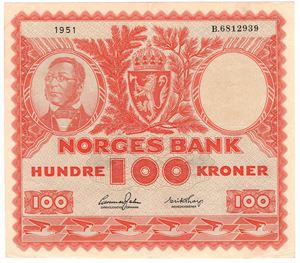 100 kroner 1951 B.6812939. Kv.1+