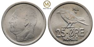 25 øre 1961 Olav V. Kv.0