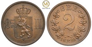 2 øre 1889 Oscar II. Kv.0