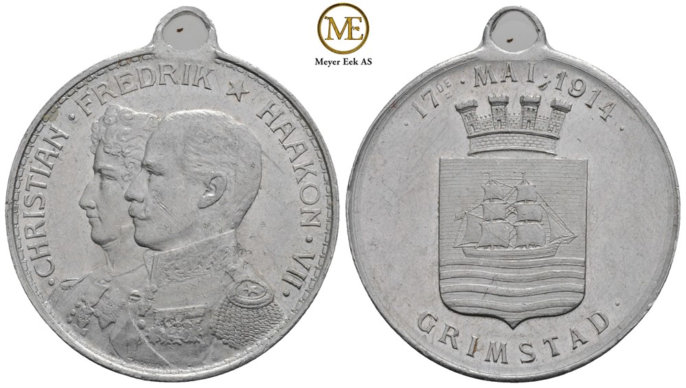 17 Mai medalje 1914 Grimstad. Kv.01.