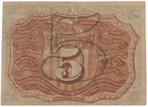 5 cents 1863 US. Kv.1+